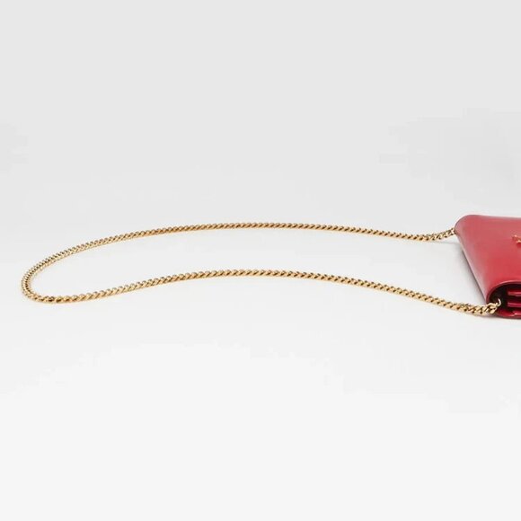 Yves Saint Laurent Red Leather Monogram Wallet on Chain Bag - Picture 5 of 12